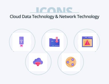Cloud Data Technology And Network Technology Flat Icon Pack 5 Icon Design. computing. arrow. usb . computing. folder
