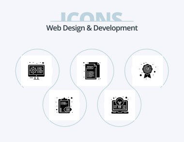 Web Design And Development Glyph Icon Pack 5 Icon Design. best quality. web. light. css. settings