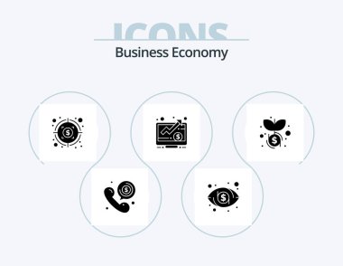 Economy Glyph Icon Pack 5 Icon Design. investment. dollar. money. screen. money