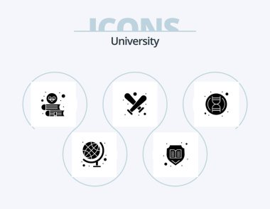 University Glyph Icon Pack 5 Icon Design. biology. book. sport. baseball