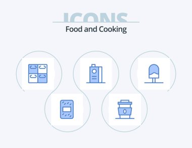 Food Blue Icon Pack 5 Icon Design. done. fruit juice. rolls. fruit. drink