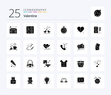 Valentine 25 Solid Glyph icon pack including hearts. love. sign. day. valentine