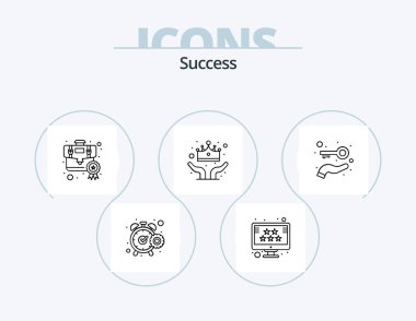 Sucess Line Icon Pack 5 Icon Design. seo. review. watch. rating. reward