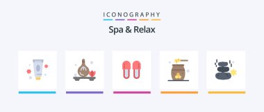 Spa And Relax Flat 5 Icon Pack Including honey. cosmetics. aroma. beauty. relaxation. Creative Icons Design