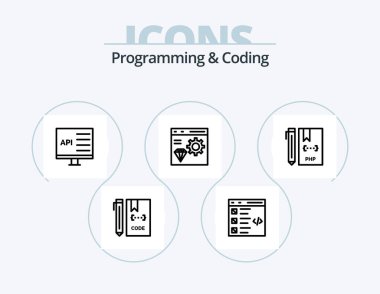 Programming And Coding Line Icon Pack 5 Icon Design. develop. code. develop. development. coding