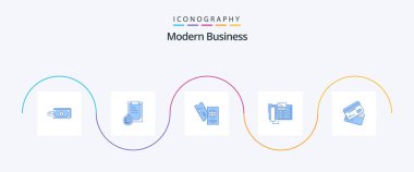 Modern Business Blue 5 Icon Pack Including call. business. time. phone. travel