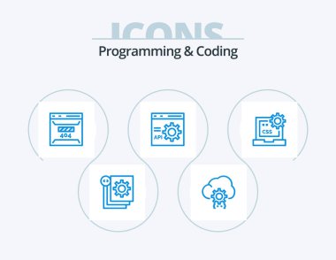 Programming And Coding Blue Icon Pack 5 Icon Design. develop. browser. development. site. error