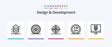 Design and Development Line 5 Icon Pack Including paintbrush. design. web design. coding. online. Creative Icons Design