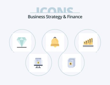 Business Strategy And Finance Flat Icon Pack 5 Icon Design. christmas. bell. invoice. expensive. jewelry