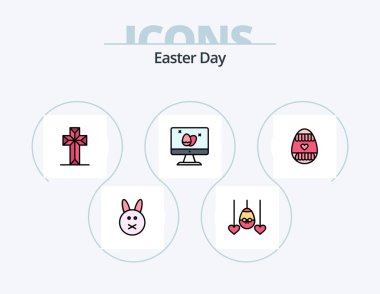 Easter Line Filled Icon Pack 5 Icon Design. easter. holiday. monitor. easter. egg