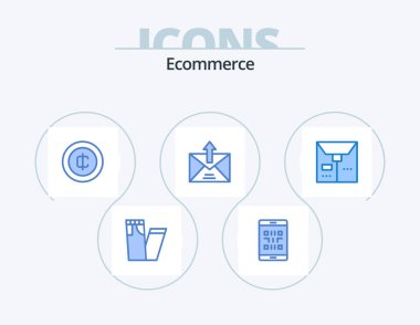 Ecommerce Blue Icon Pack 5 Icon Design. e. sent. cash. outline. e-commerce