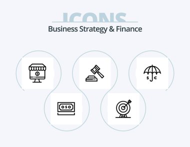 Business Strategy And Finance Line Icon Pack 5 Icon Design. dollar. money. menu. time. clock