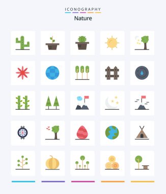 Creative Nature 25 Flat icon pack  Such As earth. decoration. nature. flower. nature