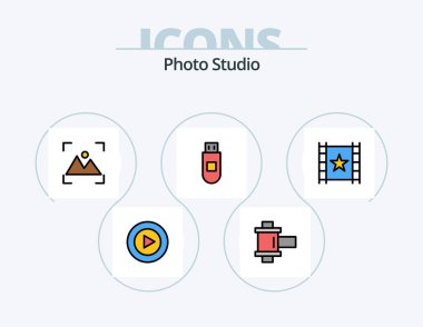 Photo Studio Line Filled Icon Pack 5 Icon Design. media. shadow. camera. photo. full shadow