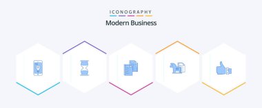 Modern Business 25 Blue icon pack including advantage. resume. time. paper. data