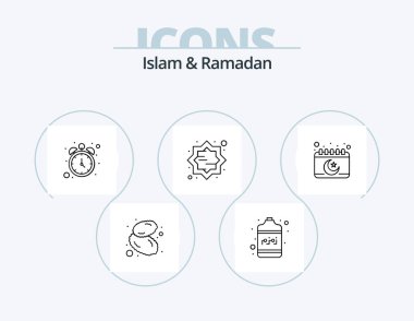 Islam And Ramadan Line Icon Pack 5 Icon Design. prayer. islam. book. book. muslin