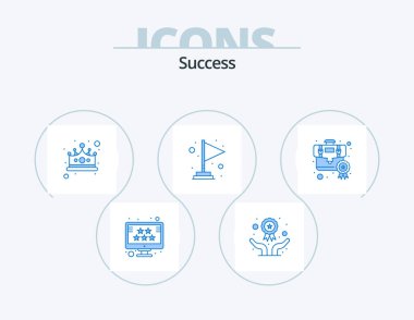 Sucess Blue Icon Pack 5 Icon Design. award. finish. winning. competition. winner