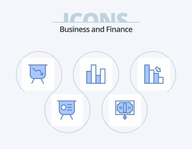 Finance Blue Icon Pack 5 Icon Design. bar. finance. money. chart. bar