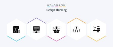 Design Thinking 25 Glyph icon pack including tool. compass. internet. configuration. gear