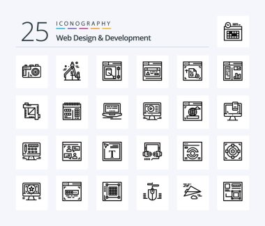 Web Design And Development 25 Line icon pack including . web . interface . web