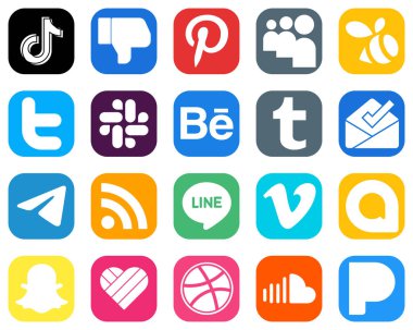 20 Social Media Icons for All Your Needs such as messenger. inbox. myspace. tumblr and slack icons. Stylish Gradient Icon Set