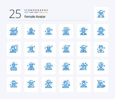 Female Avatar 25 Blue Color icon pack including industry. nurse. beautician. hospital nurse. female nurse