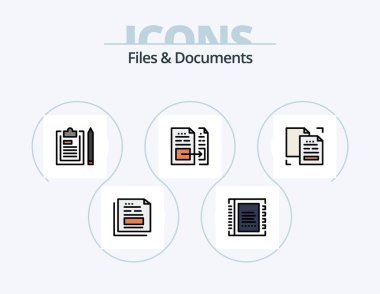 Files And Documents Line Filled Icon Pack 5 Icon Design. file. data. file. paper. file