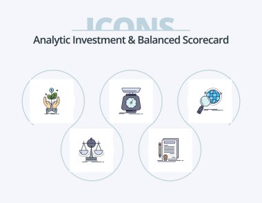 Analytic Investment And Balanced Scorecard Line Filled Icon Pack 5 Icon Design. file. bill. monitoring. startup. idea
