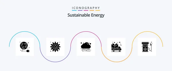 Sustainable Energy Glyph Icon Pack Including Gas Diesel Energy Biodiesel — Image vectorielle