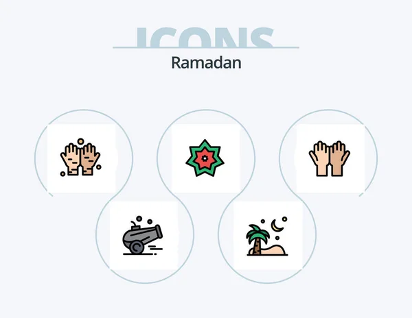 Ramadan Line Filled Icon Pack Icon Design Ramadan Карим Ibar — стоковый вектор