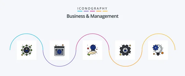 Business Management Line Filled Flat Icon Pack Including Innovative Idea — Stok Vektör