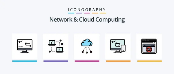 Network Cloud Computing Line Filled Icon Pack Including Computing Storage — Vector de stock