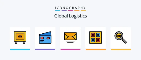 Global Logistics Line Filled Icon Pack Including Tag Logistic Shopping — Image vectorielle