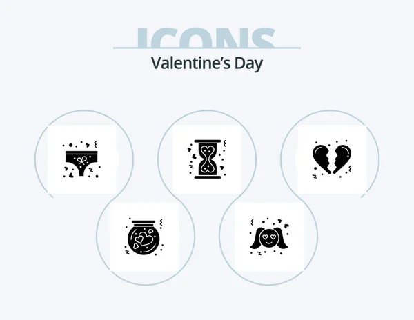 Valentines Day Glyph Icon Pack Icon Design Broken Heart Woman — Stock Vector
