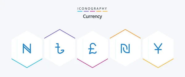 Currency Blue Icon Pack Including Coins Coin Yuan Israel — Image vectorielle