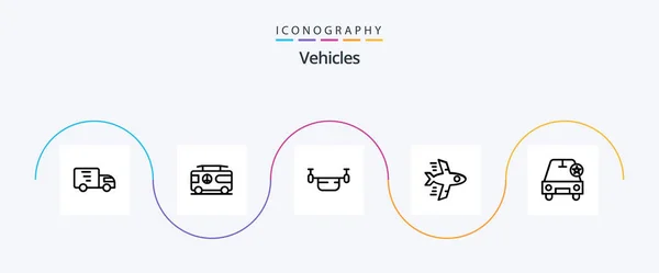 Vehicles Line Icon Pack Including Important Plane Air Flying Vehicles — Vetor de Stock