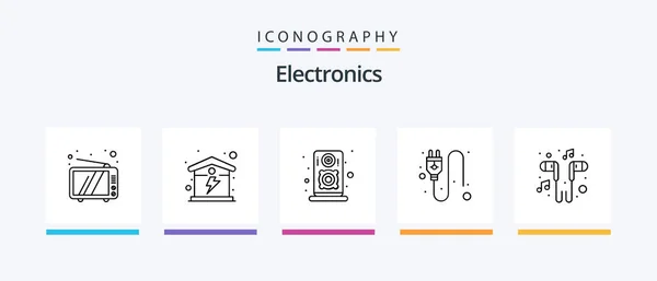 Electronics Line Icon Pack Including Tablet Loudspeaker Draw Process Creative — Archivo Imágenes Vectoriales