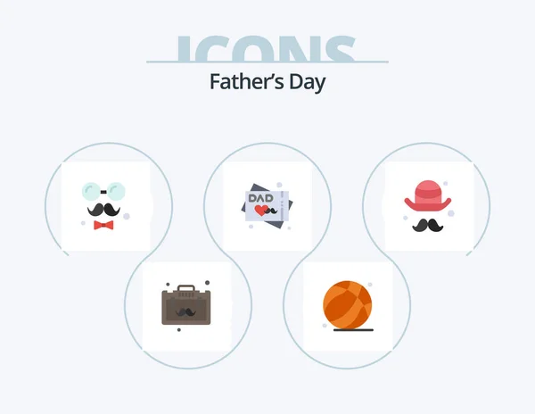 Fathers Day Flat Icon Pack Icon Design Brim Wishes Avatar — Stock Vector