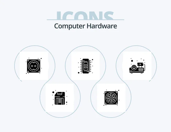 Computer Hardware Glyph Icon Pack Icon Design Presentation Ram Cable — Stockvektor