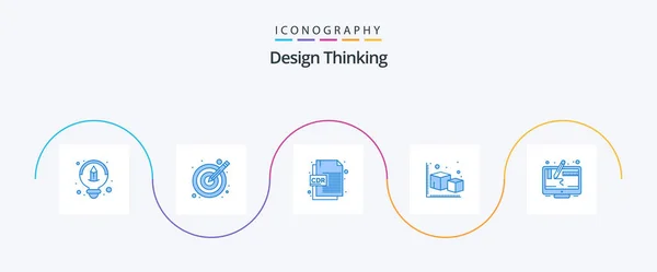 Design Thinking Blue Icon Pack Including Design Object Cdr Format — Vector de stock