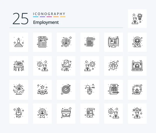 Employment Line Icon Pack Including Resume Employment Safety Interaction — Vetor de Stock