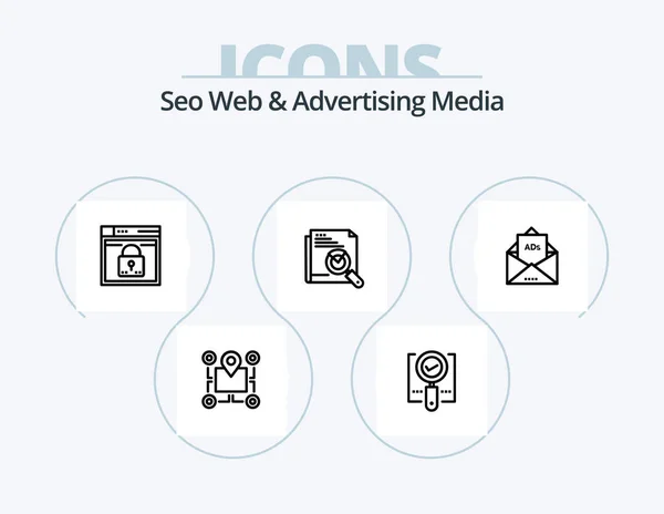 Seo Web Advertising Media Line Icon Pack Icon Design Directions — Stockvector