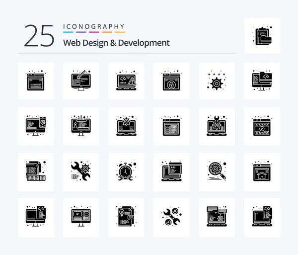Web Design Development Solid Glyph Icon Pack Including Bookmark Web — Stok Vektör