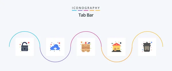 Tab Bar Flat Icon Pack Including Table Trash Delete — Wektor stockowy