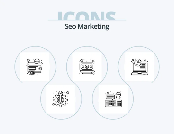 Seo Marketing Line Icon Pack Icon Design Seo Marketing Bubble — Vettoriale Stock