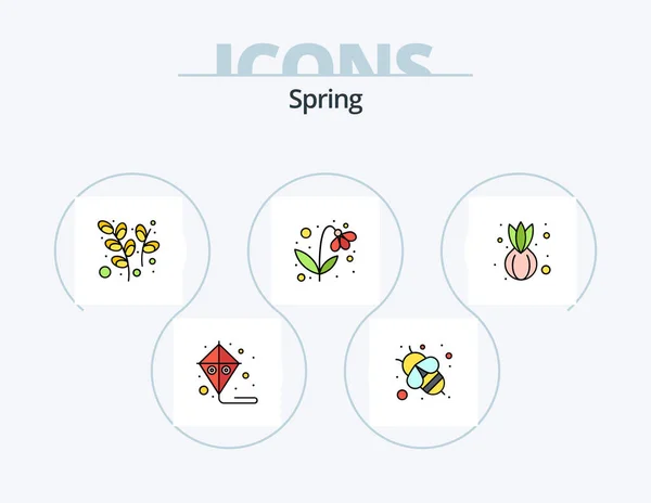 Spring Line Filled Icon Pack Icon Design Plant Growing Food — Wektor stockowy