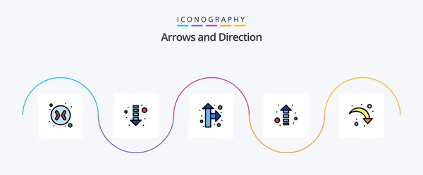 Arrow Line Filled Flat Icon Pack Including Right Right Arrow — Διανυσματικό Αρχείο