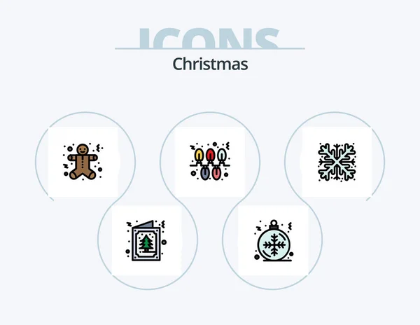 Christmas Line Filled Icon Pack Icon Design Entertaiment Picket Cinema — Wektor stockowy