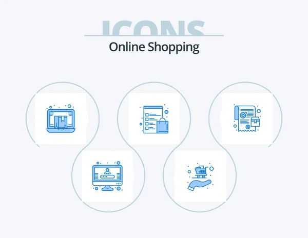 Online Shopping Blue Icon Pack Icon Design Purchase Mobile Commerce — Stok Vektör