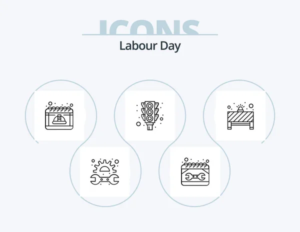Labour Day Line Icon Pack Icon Design Tool Tool Blades — Vector de stock